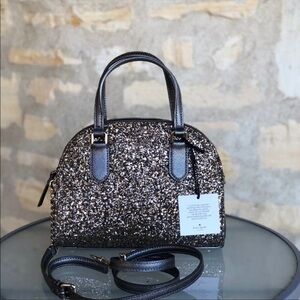 Kate spade Riley glitter satchel bag silver